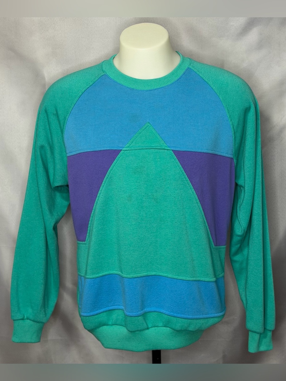 London Fog Color Block Crew Neck Sweatshirt 90s Vintage